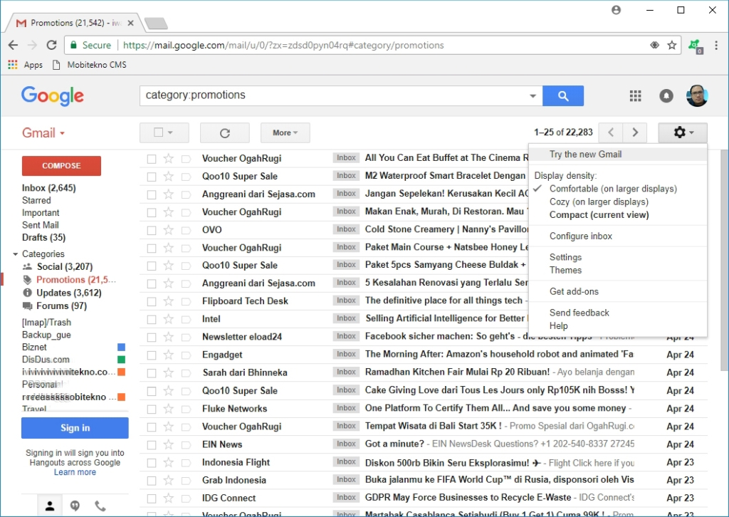 Gmail UI - old look