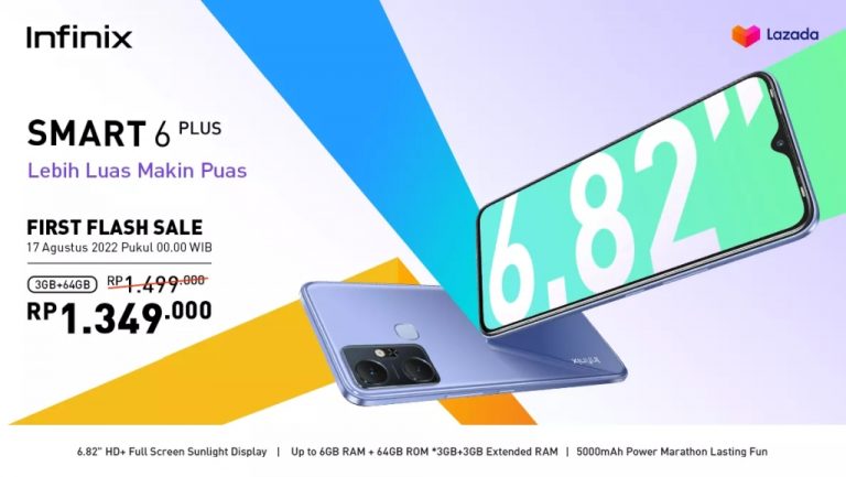 Sambut Hari Kemerdekaan RI, Infinix Smart 6 Plus Resmi Dijual dengan Baterai dan Layar Lebih Besar. Hanya Rp 1 Jutaan!
